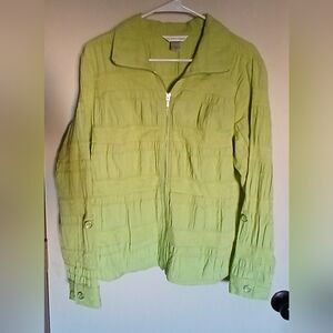 Lime Green Christopher & Banks Women's Zip Jacket Sz L